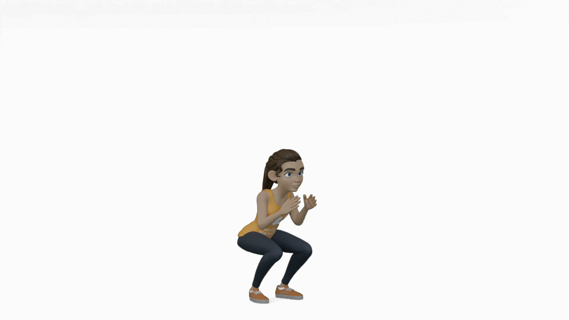 Modélisation 3D d'une femme qui fait des squats sautés.