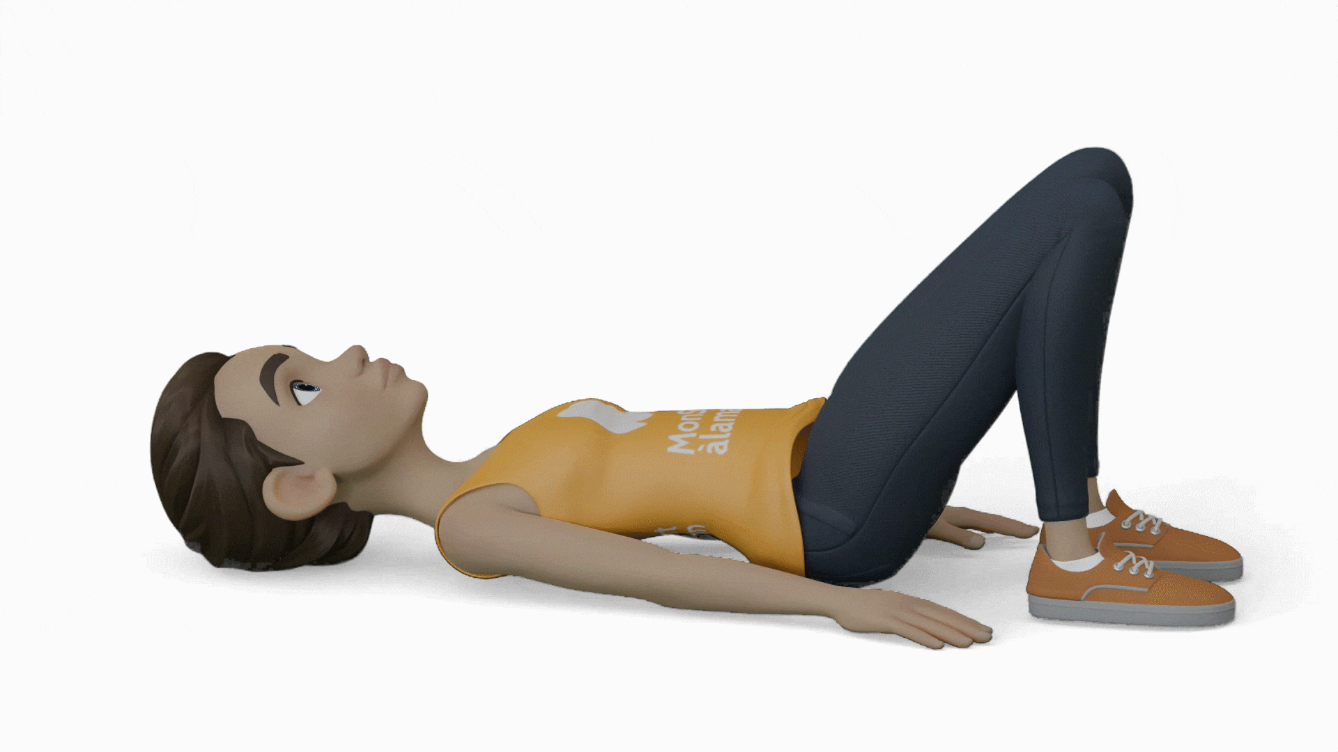 Modélisation 3D d'une femme qui fait des hipthrusts.