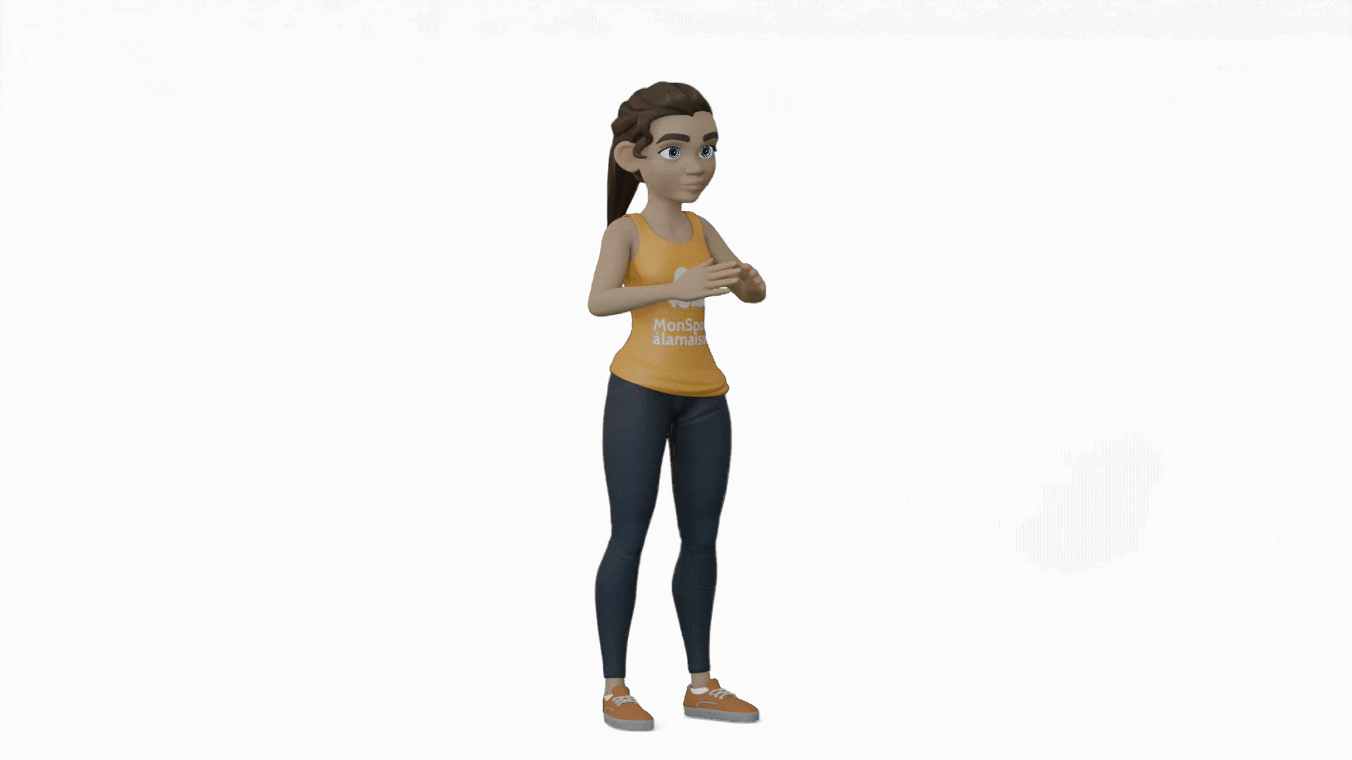 Modélisation 3D d'une femme qui fait des squats.