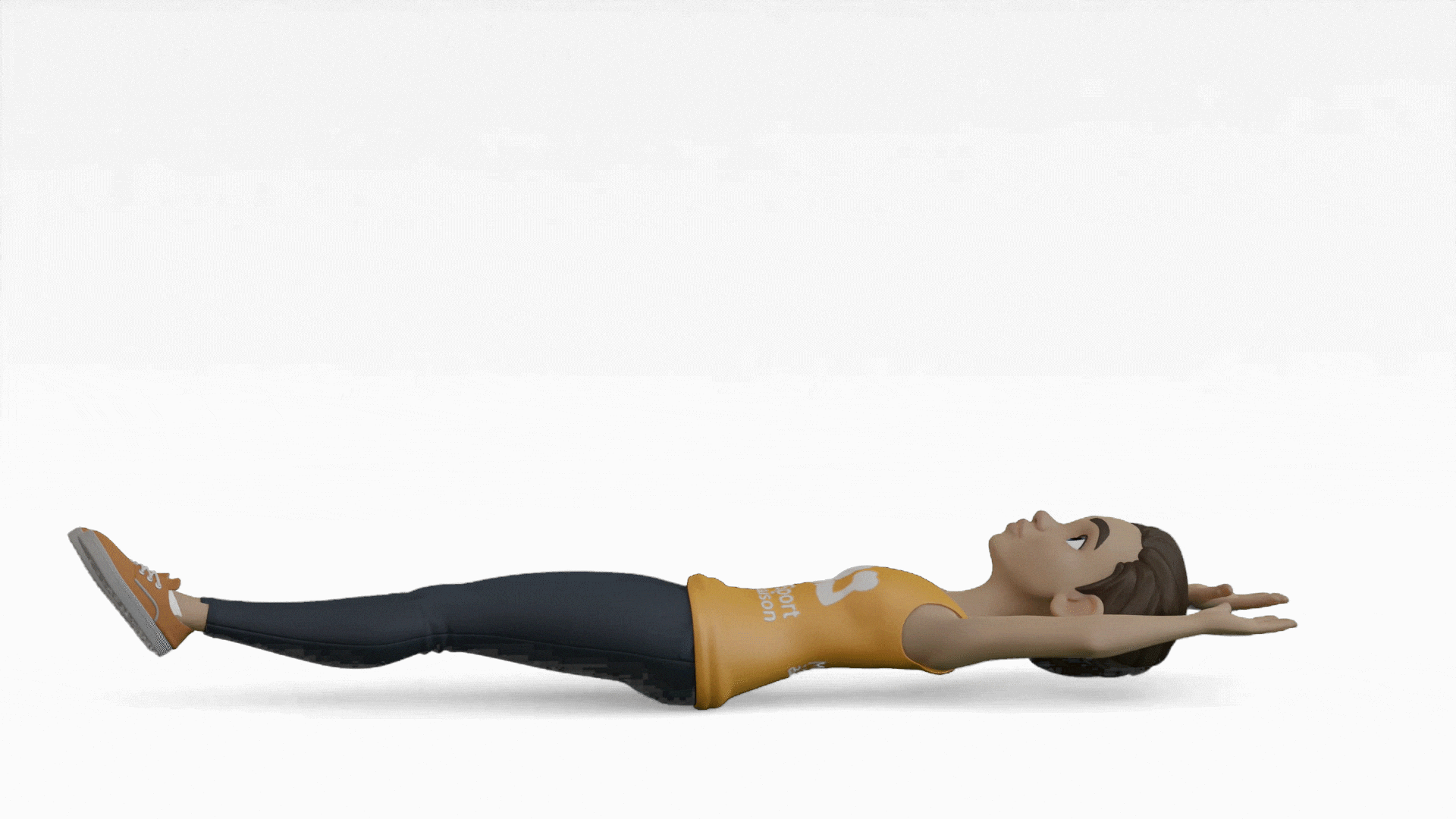 Modélisation 3D d'une femme qui fait des v-ups.